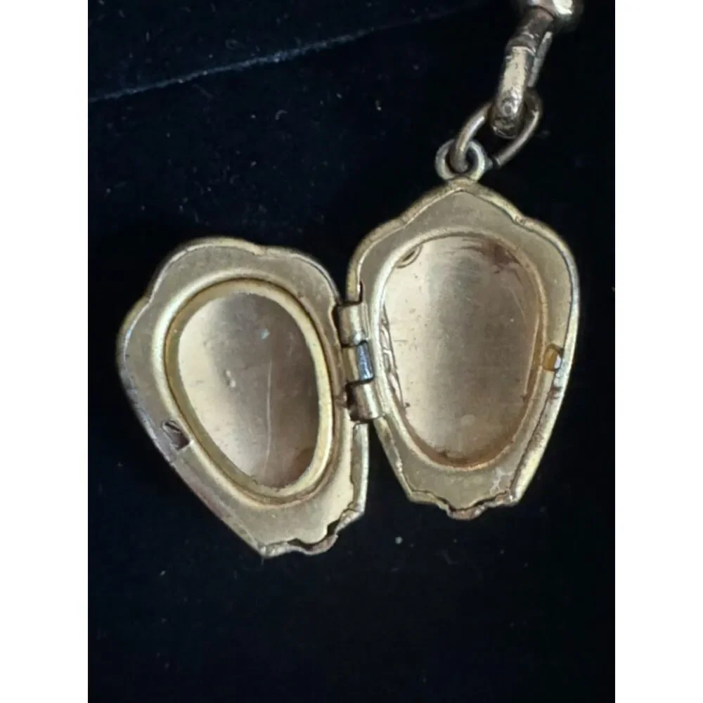 Victorian Keene 12K gold filled Albert watch chain with small casket locket.